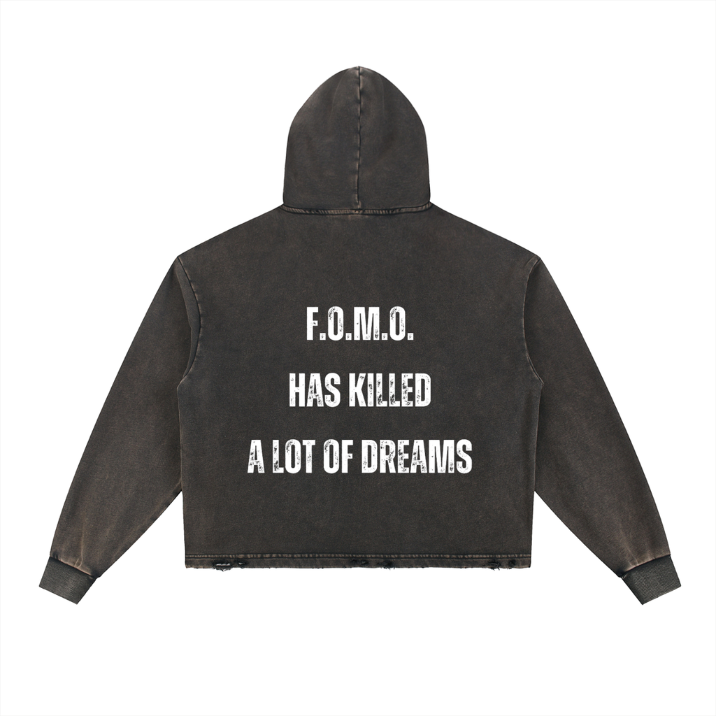 Vintage Washed Frayed-Hem Hoodie