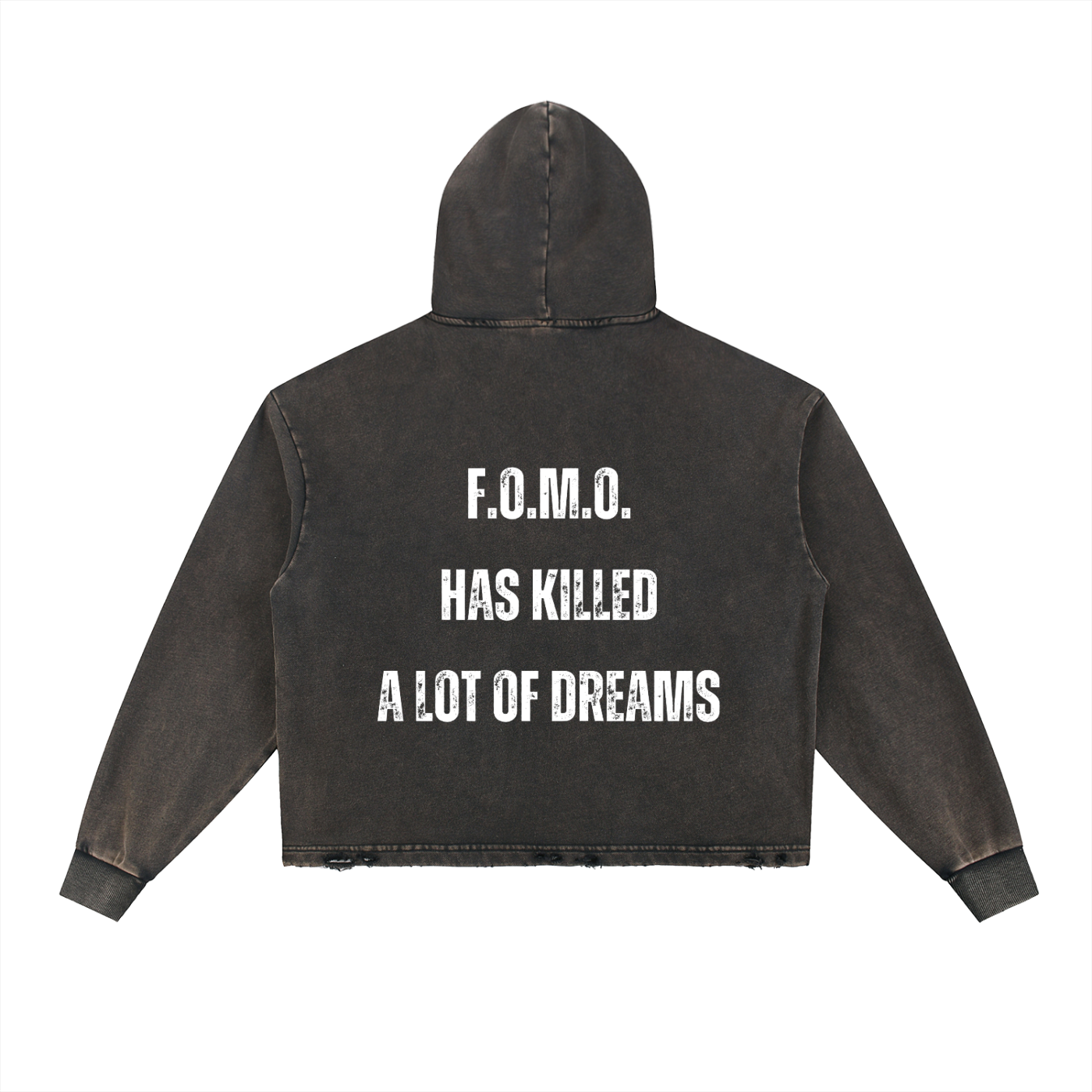 Vintage Washed Frayed-Hem Hoodie