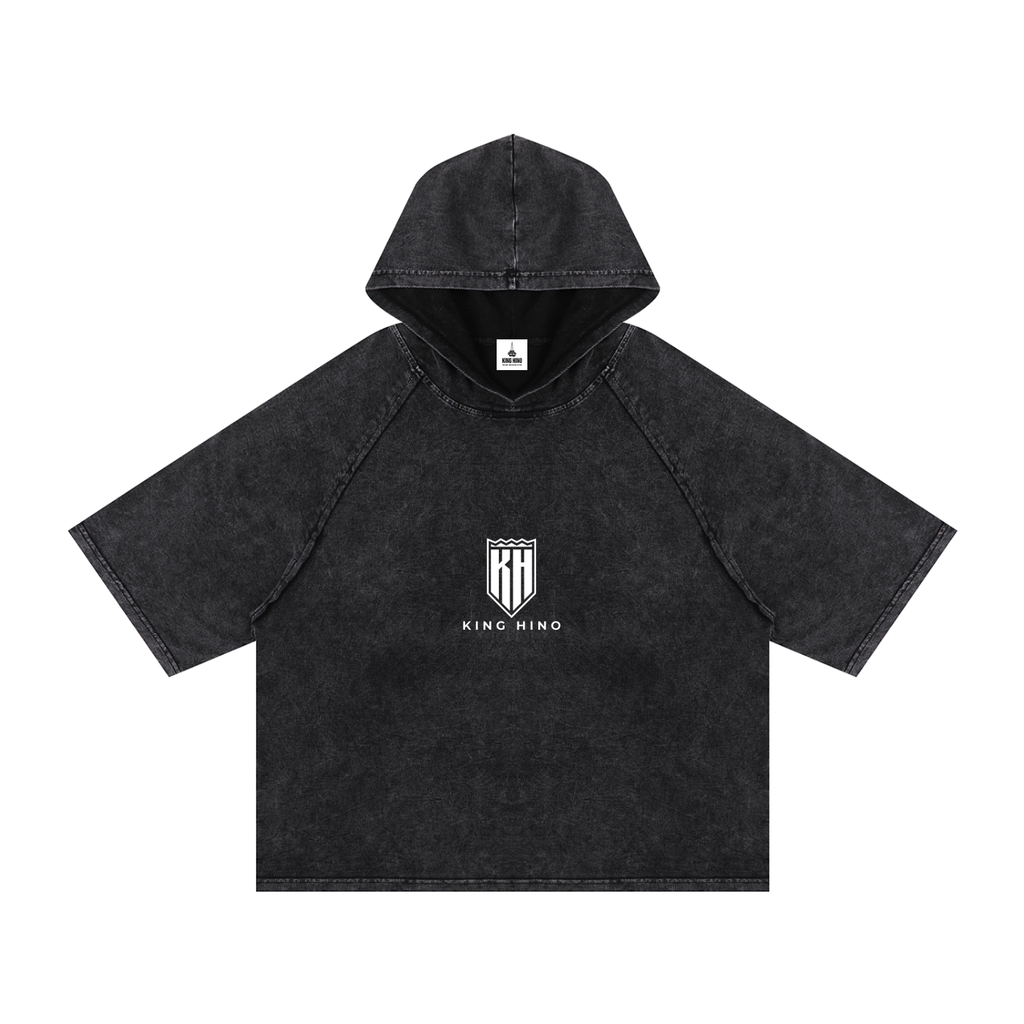 Snow Washed Hooded Boxy T-Shirt