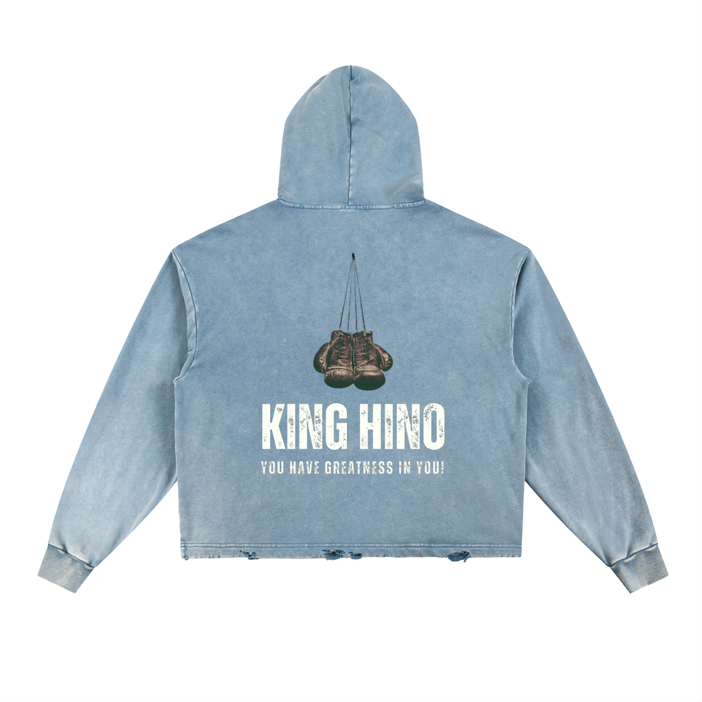 Vintage Washed Frayed-Hem Hoodie